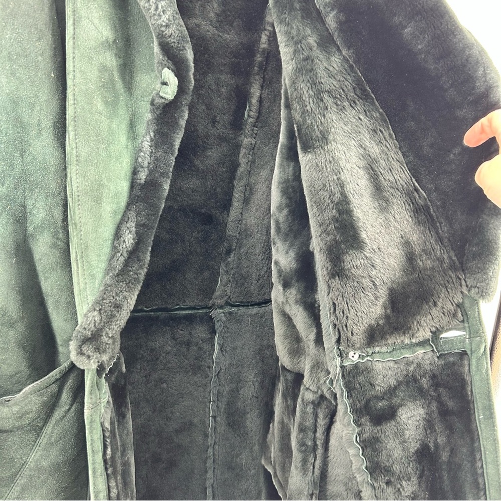 VTG Robert Arnold Forest Green Sheepskin Shearling Coat Women's Large Canada - Picture 6 of 11